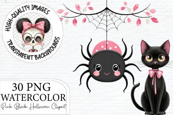 Download Pink and Black Halloween Clipart - Halloween Collection