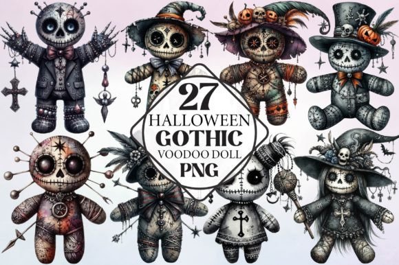 Download Watercolor Halloween Gothic Voodoo Doll - Halloween Collection
