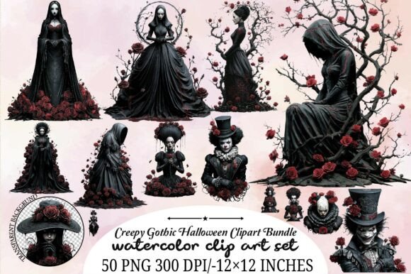 Download Creepy Gothic Halloween Clipart Bundle - Halloween Collection