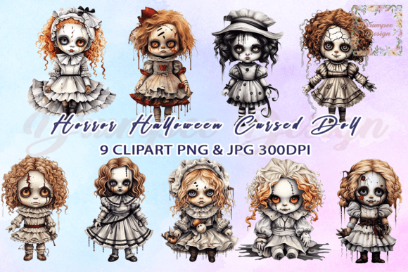 Download Horror Halloween Cursed Doll Clipart - Halloween Collection
