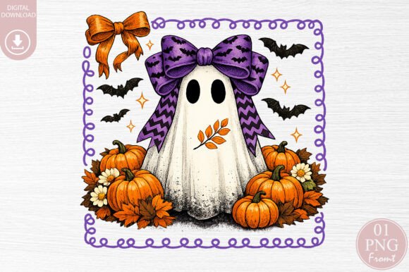 Download Cute Ghost Coquette Bow Halloween Design - Halloween Collection