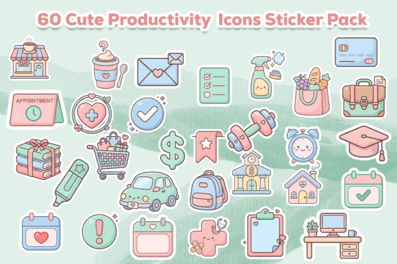 Download Digital Cute Productivity Icons Stickers - Sticker Collection
