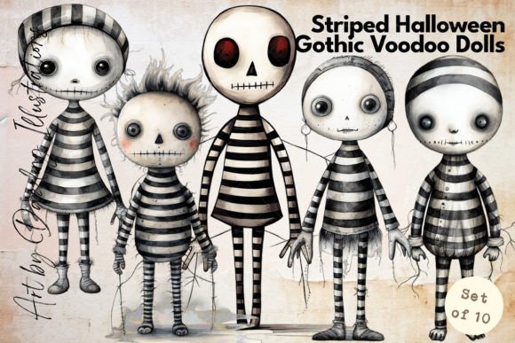 Download Vintage Halloween Gothic Voodoo Dolls - Halloween Collection