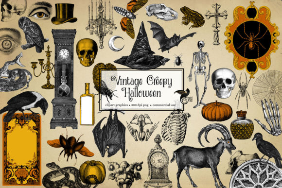 Download Vintage Creepy Halloween Clipart - Halloween Collection