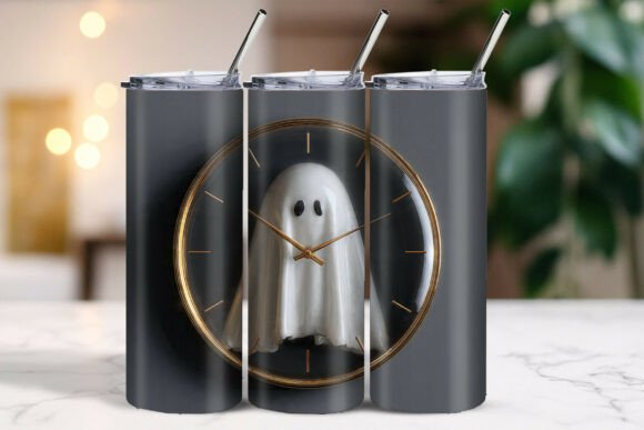 Download Halloween Ghost Clock Tumbler Wrap - Halloween Collection