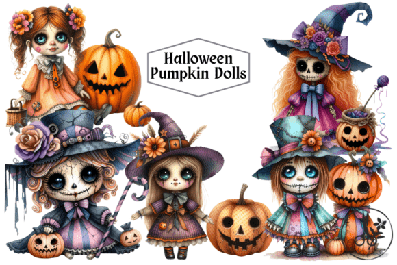 Download Halloween Pumpkin Dolls - Clip Art - Halloween Collection