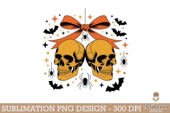 Download Double Golden Skull Halloween Vibe Png - Halloween Collection