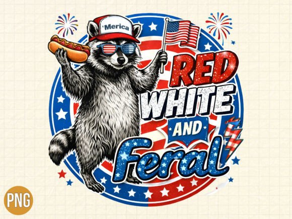 Download Red White Feral Raccoon 4th of July PNG - Raccoon Collection