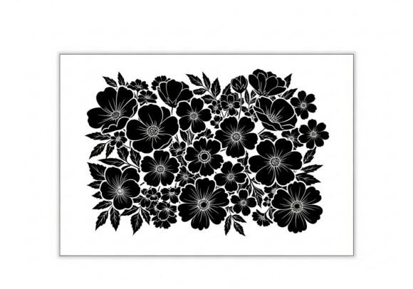 Download Black Silhouette Flowers and Leaves - Black silhouette Collection