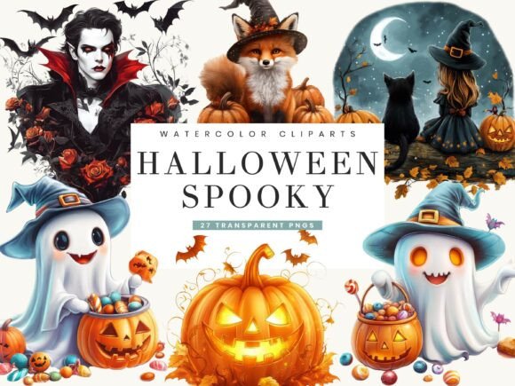 Download Watercolor Halloween Spooky Clipart - Halloween Collection
