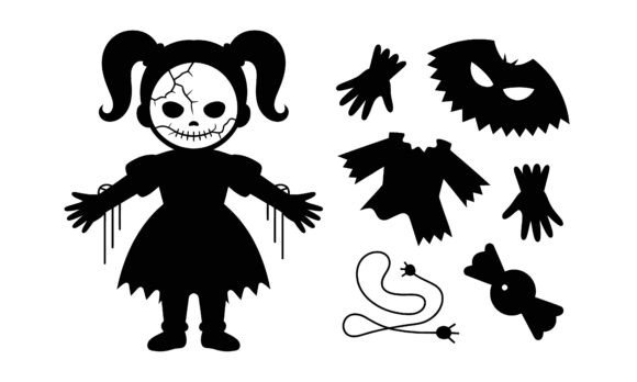 Download Spooky Doll Silhouette with Halloween - Halloween Collection