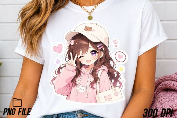 Download Cute Anime Girl Sticker PNG Sublimation - Sticker Collection