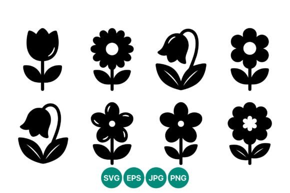 Download Black Silhouette Flower Vector Art - Black silhouette Collection