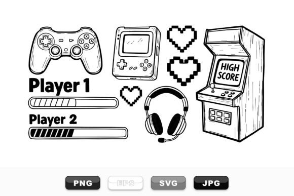 Download Retro Gaming Controller Clipart Set - Controller Collection