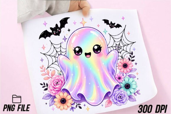 Download Cute Rainbow Ghost Halloween PNG - Halloween Collection
