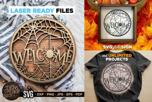 Download Welcome Spider Web | Halloween SVG Sign - Halloween Collection