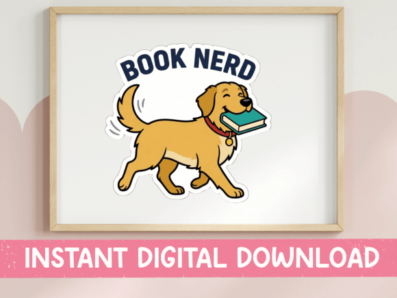 Download Book Nerd Golden Retriever Sticker - Sticker Collection
