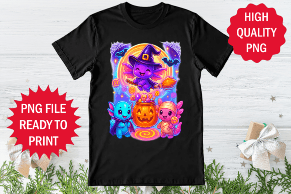 Download Colorful Axolotl Playing Halloween Vibe - Halloween Collection