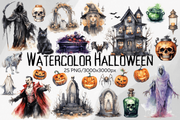 Download Watercolor Halloween Spooky Clipart - Halloween Collection